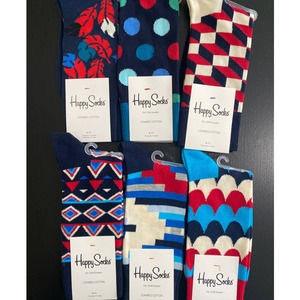 Happy Socks - 6 pairs - NEW - Size: 9-11 - AA